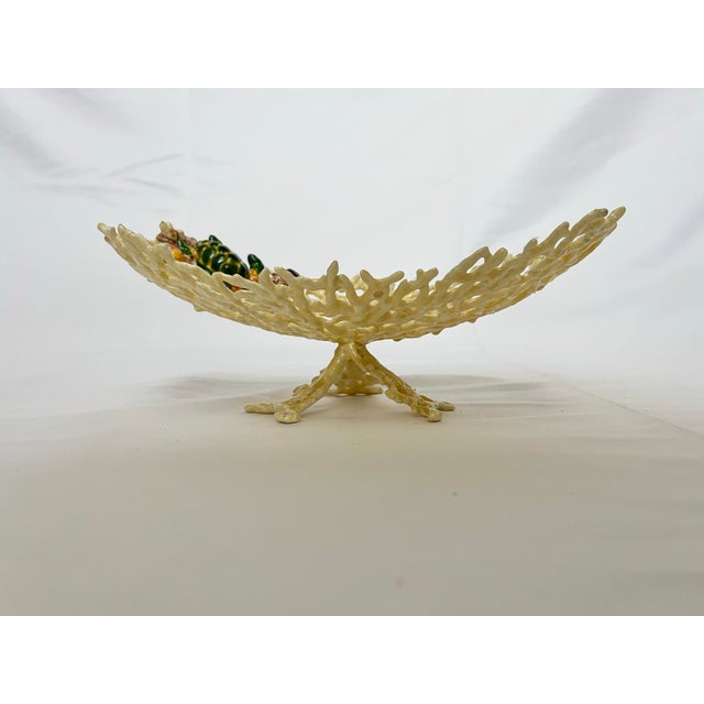 Vintage Palm Beach Style Ceramic Coral Dish With Sea Turtle For Sale In Naples, FL - Image 6 of 8