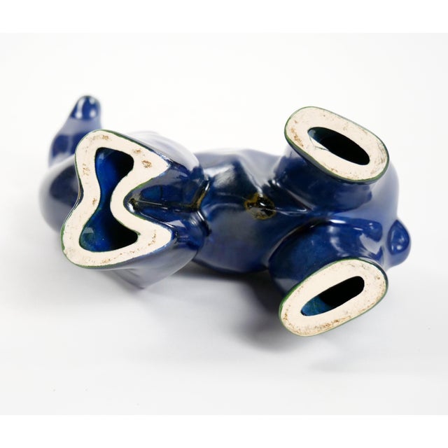 Hand Painted Porcelain / Cobalt Blue & Greenish Iridescent Decorative Sculpture For Sale - Image 9 of 10