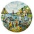 1980s Vintage Brunelli Designs Made in Italy Folk Art Market Scene Ceramic Salad Plates - Set of 6 For Sale - Image 10 of 18