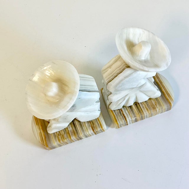 1970s Vintage Boho Chic Mexican Alabaster Hombre Bookends - A Pair. For Sale - Image 10 of 10