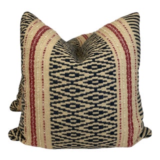 Ikat Stripe in Wool/Jute 22” Pillows-A Pair For Sale