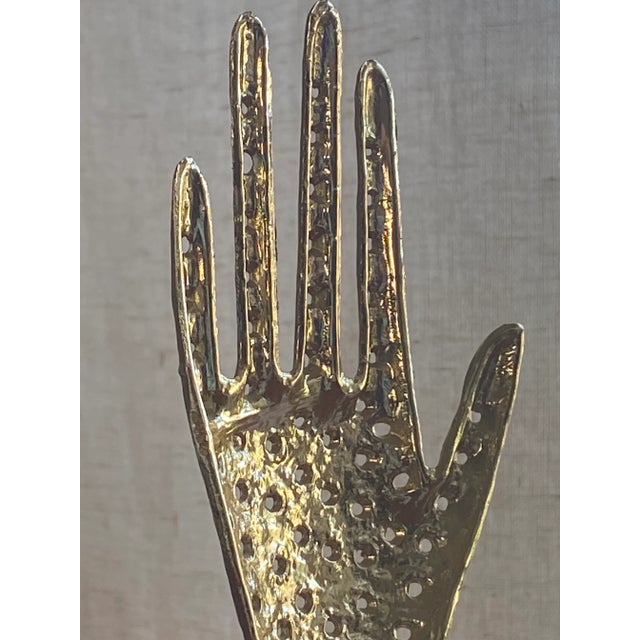 Surrealist Brass Hand Sculpture on Marble Cube Chairish