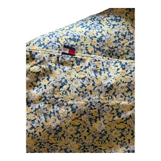 1990s King Size Tommy Hillfiger Pillow Shams. Yellow/ Blue Flower Motif For Sale
