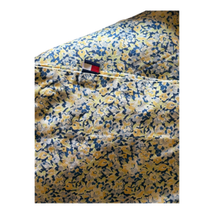 1990s King Size Tommy Hillfiger Pillow Shams. Yellow/ Blue Flower Motif