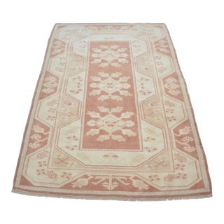 1960s Bohemian Faded Wool Organic Wool Natural Area Rug For Sale
