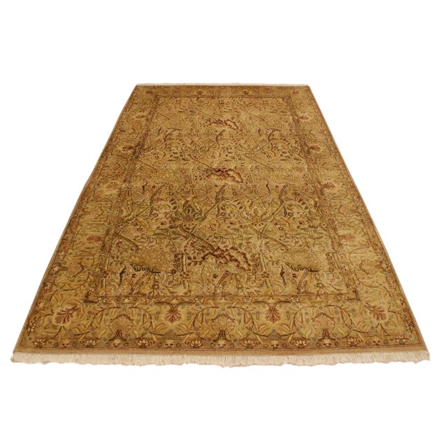 1980s Semi Antique Tan/Gold Hand-Knotted Rug -4'2 X 6'2 For Sale