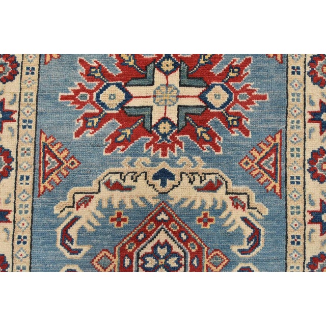 Blue Kazak Runner 2’9” X 9’9” Blue Wool Tribal Hand-Knotted Oriental Rug For Sale - Image 8 of 12