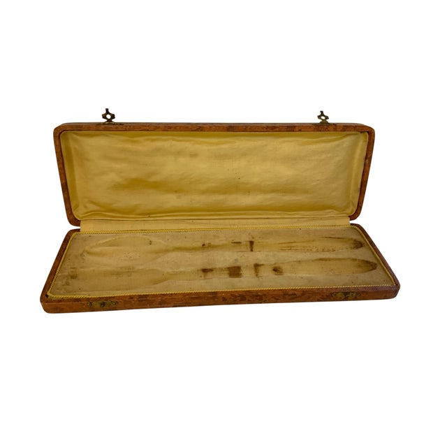 French French Antique Boxed Silver and Horn Salad Serving Spoon and Fork Set For Sale - Image 3 of 4