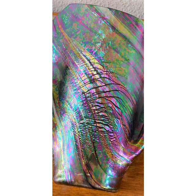 1990s Iridescent “Handkerchief” Art Glass Vase, Oil Slick Finish For Sale - Image 13 of 14