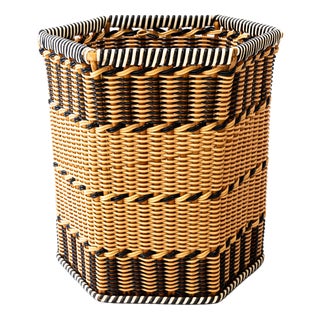 Woven Umbrella Stand with Water Collection Cup, 1950 For Sale