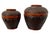 The product is a set of two vintage Shanghai Handicrafts Bamboo Woven Round Storage Baskets with Lids in sizes 9.5 and 7.5...
