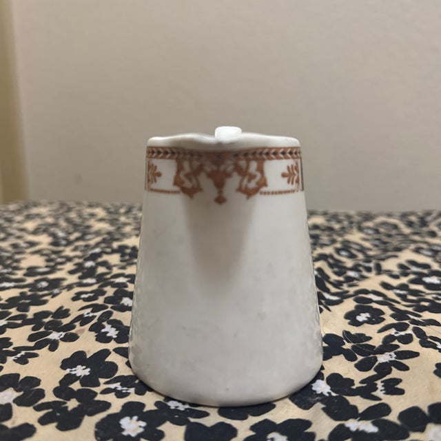 Mid-Century Modern Vintage Mid-Century Porcelain Creamer With Ornate Brown and Gold Floral Band For Sale - Image 3 of 5