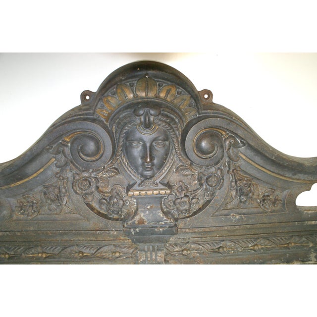 Antique Heavy Cast Iron Metal Architectural Garden Ornament Pediment For Sale - Image 9 of 14