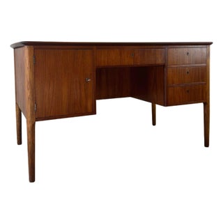1950s Danish Teak Desk With Rear Shelving For Sale