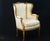 French Provincial Late 19th Century New Scalamandre Silk Upholstery Louis XV-Style Carved Gilt Wingback Armchair For Sale - Image 3 of 11