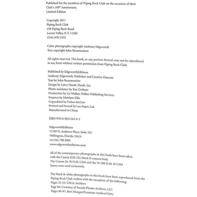 "Piping Rock Club 1911-2011" Edgeworth, Anthony and Rousmaniere, John For Sale - Image 17 of 18