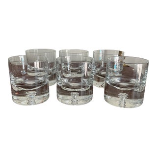Vintage Hand Blown Double Old-Fashion Glasses From Crate & Barrel by Donatello Glasses – Set of 6of Six For Sale