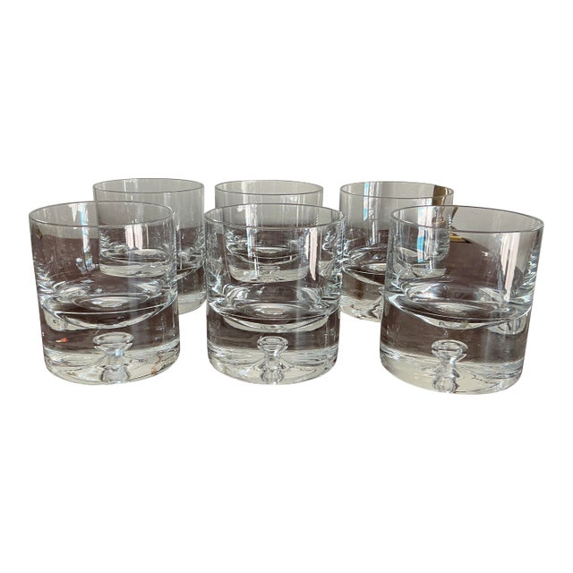 Vintage Hand Blown Double Old-Fashion Glasses From Crate & Barrel by Donatello Glasses – Set of 6of Six For Sale