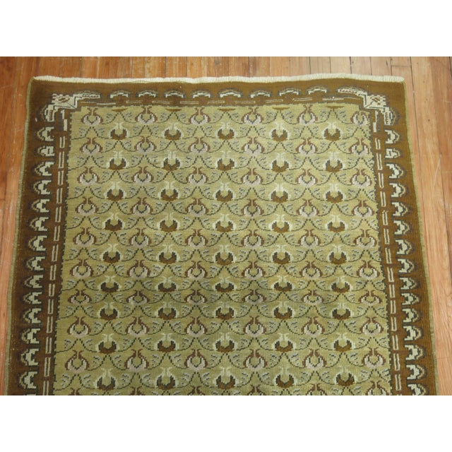 Olive Brown Vintage Turkish Rug - 3'5" x 6'7" For Sale - Image 4 of 5