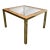 Vintage Parsons Style Burl Wood and Brass Glass Top Side Table For Sale