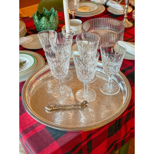 Large Vintage Etched Silver Plate Pierced Gallery Serving Tray, 15" Dia For Sale In Dallas - Image 6 of 8