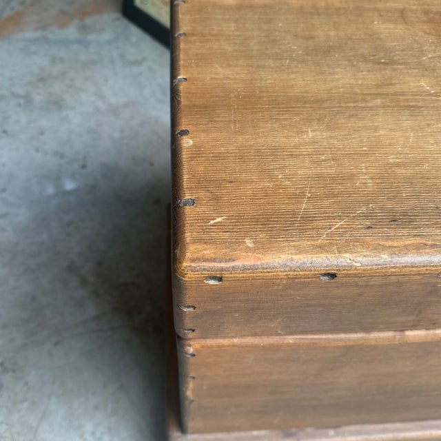 1970s Small Wooden Rustic Style Storage Trunk For Sale - Image 4 of 8