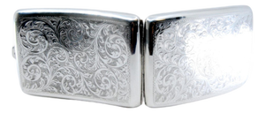 Silver Cigarette Case with Curved Engravings