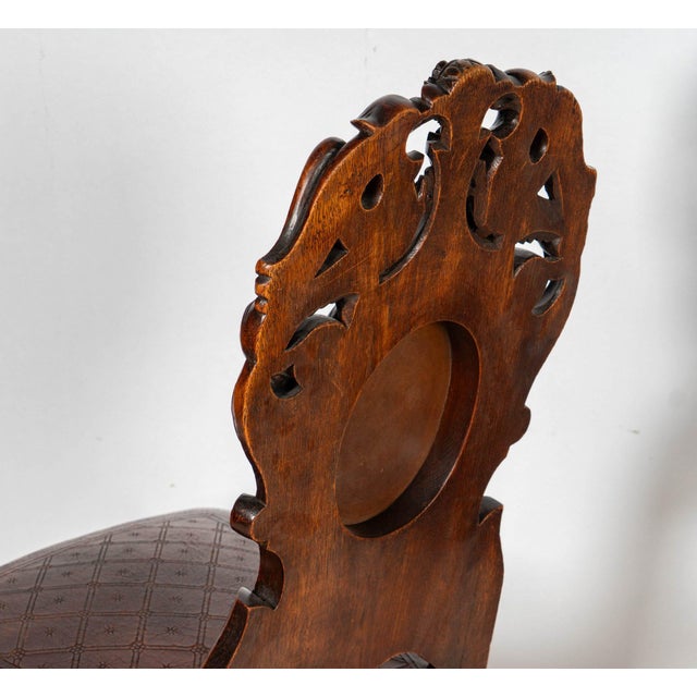19th Century Pair of Antique Italian Renaissance Side Chairs For Sale - Image 5 of 8