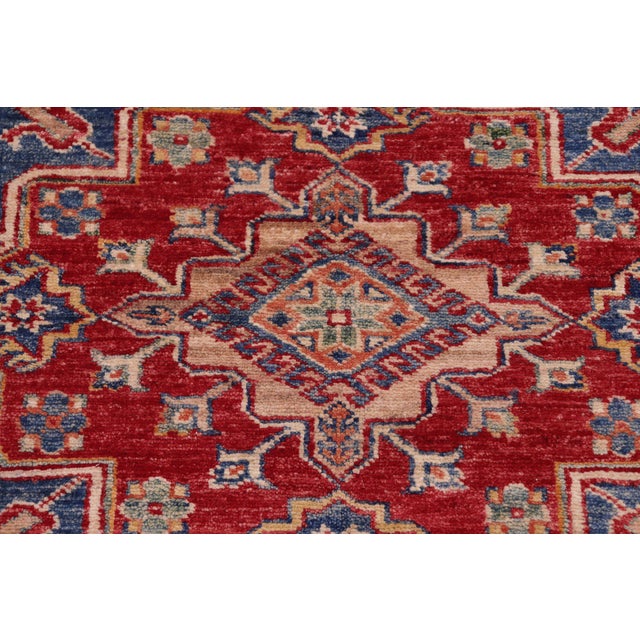 Tribal Super Kazak Blue/Beige Wool Rug - 8'3'' X 10'0'' For Sale - Image 4 of 10