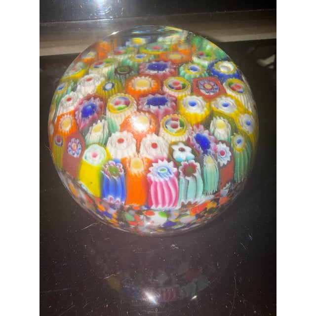 Mid-Century Modern Vintage Italian Millefiori Art Glass Paperweight, Murano Style For Sale - Image 3 of 4