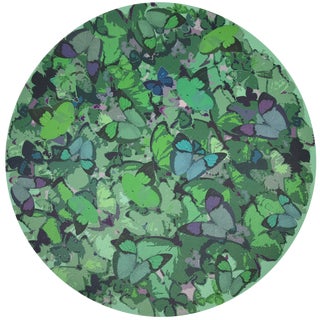 Nicolette Mayer Mariposa Green 16" Round Pebble Placemat, Set of 4 For Sale