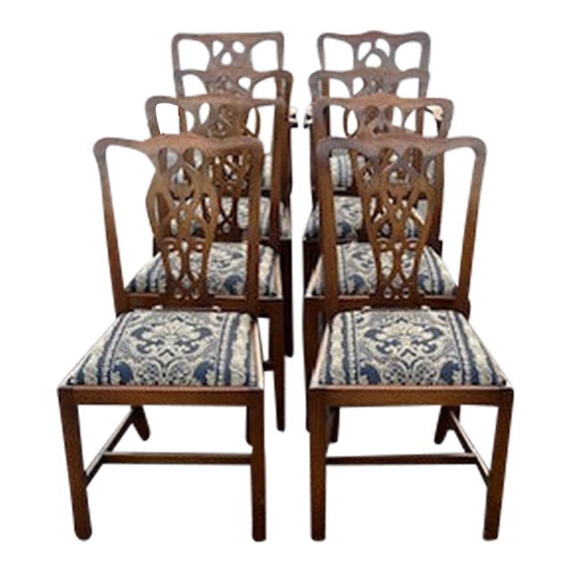 Early 20th Century Set of 8 Mahogany Chippendale Style Chairs For Sale