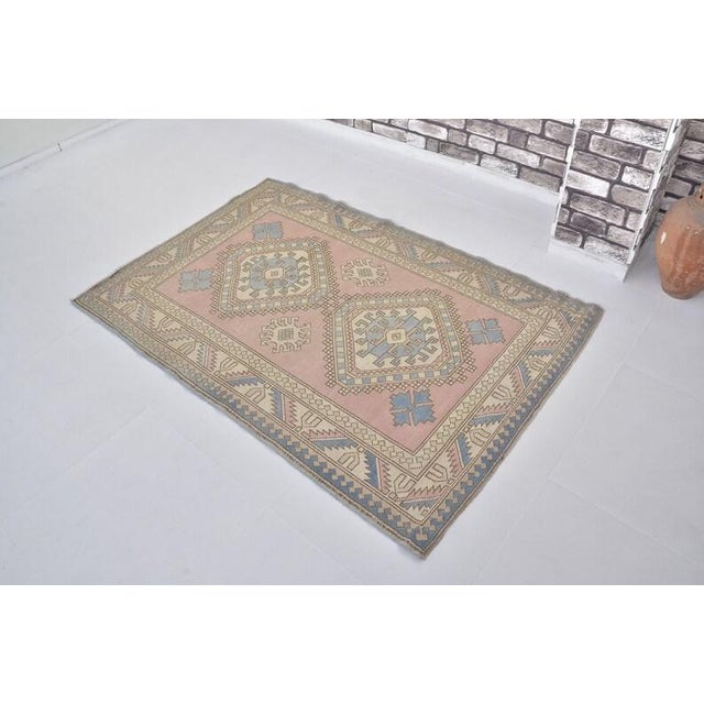 Handmade wool carpet in Turkish Anatolia , Vintage Oushak Rug,Turkish Vintage Anatolian Rug, Handmade wool Rug . One Of...