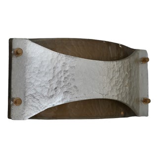 Vintage Square Art Glass and Brass Wall Light, 2000 For Sale