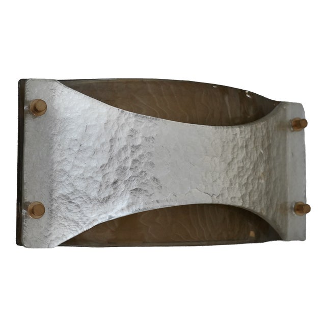 Vintage Square Art Glass and Brass Wall Light, 2000 For Sale