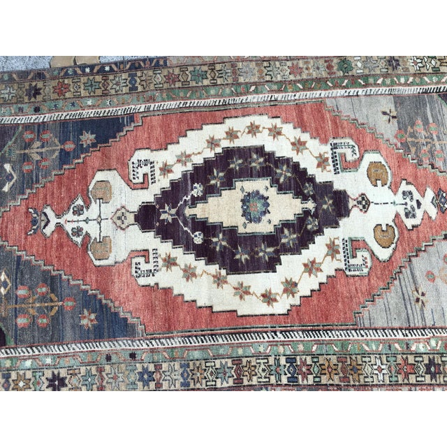 Apricot Oushak Handmade Bohemian Vintage Rug For Sale - Image 8 of 11