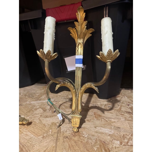 French French Louis XVI Dore Bronze Wall Sconces - a Pair For Sale - Image 3 of 4