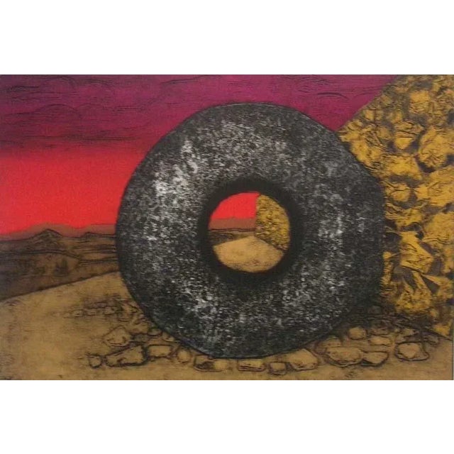 Dean Meeker quot Ball Court #1 quot Hand Signed Intaglio Collagraph Artwork