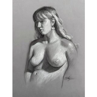 Amber by Primary Hughes | Charcoal and Pastel on Paper Female Figure Study For Sale