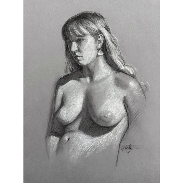 Amber by Primary Hughes | Charcoal and Pastel on Paper Female Figure Study For Sale