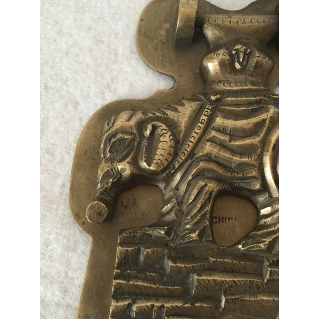 Vintage 1920s Brass Asian Door Knocker For Sale - Image 4 of 7