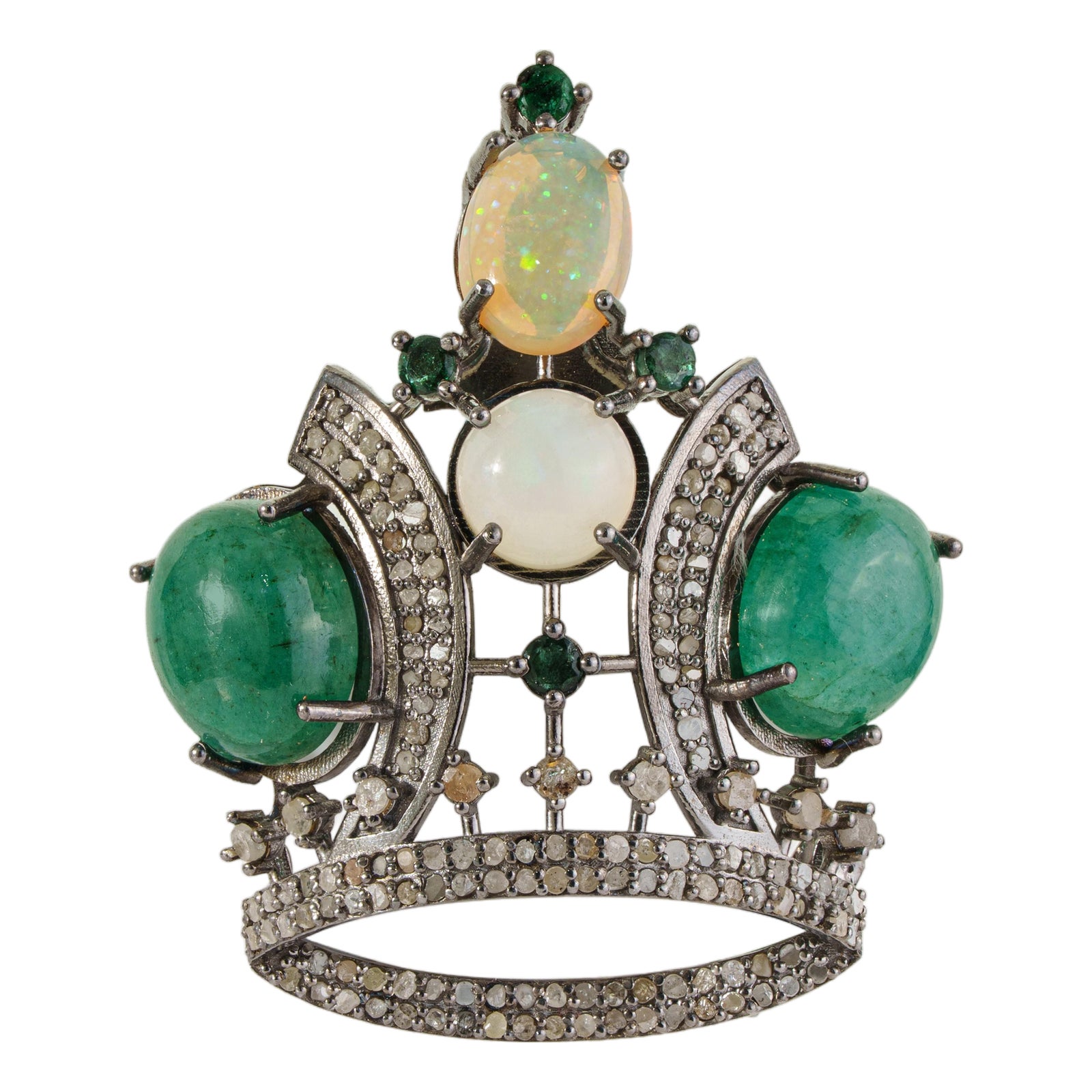 Vintage Neo-Victorian Art Inspired Natural Emerald Opal Tiara Crown ...