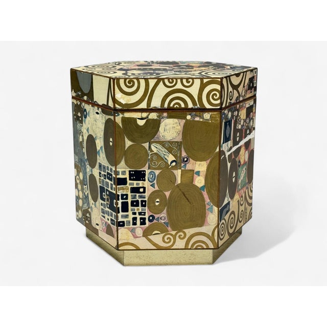 Austrian Modern, Storage Box, Gustav Klimt Style Wallpaper, 20th C. For Sale - Image 13 of 14