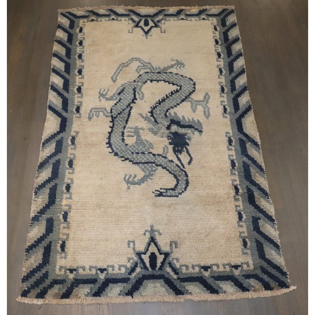 Antique Zabihi Collection Dragon Mongolian Rug - 3'8" x 5'7" For Sale - Image 4 of 6
