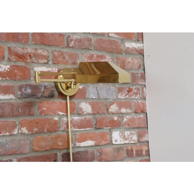 Brass Vintage Polished Brass Swing Arm Wall Lamp With Swiveling Shade by Chapman For Sale - Image 8 of 18