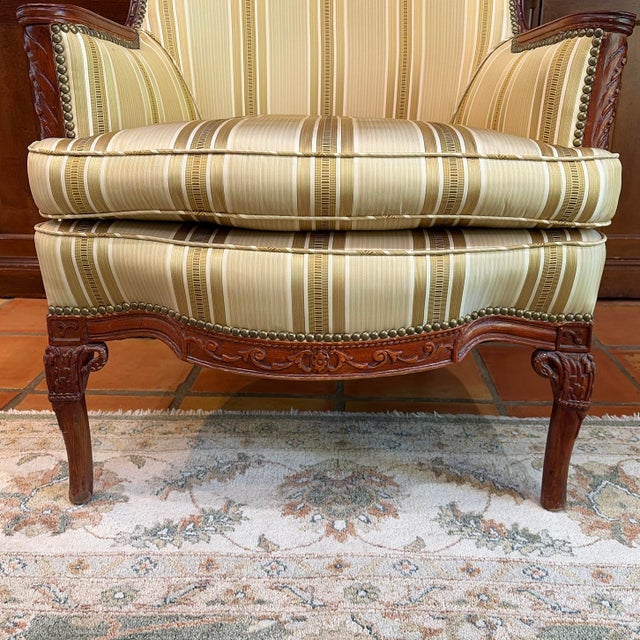Wood Late 20th Century Wing Accent Chair For Sale - Image 7 of 12