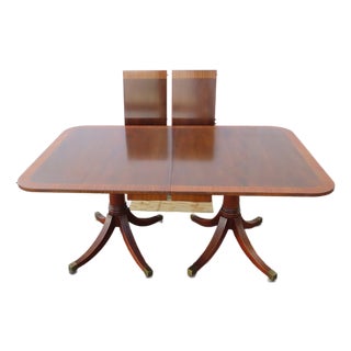 Mahogany Inlay Dining Table With 2 Leaves 6564 For Sale