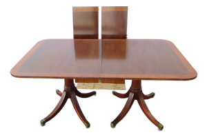 Mahogany Inlay Dining Table With 2 Leaves 6564