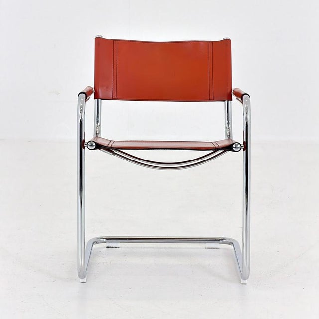 Late 20th Century Mid-Century Bauhaus Leather B34 Armchairs by Mart Stam & Marcel Breuer for Fasem, Italy, 1985 For Sale - Image 5 of 18