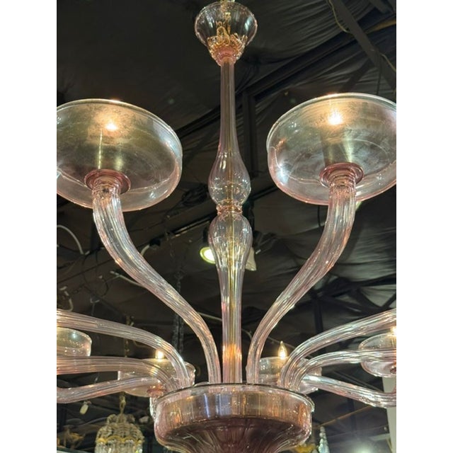 Glass Murano Lavender Glass 10 Arm Chandelier For Sale - Image 7 of 8